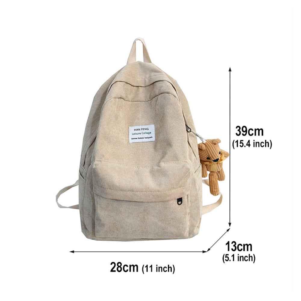 Anti-theft Corduroy Fashionable School Backpack for Women - Shello's Creative Boutique