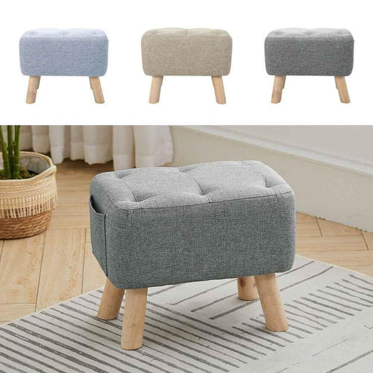 Linen Fabric Foot Rest Stool Ottoman Seat - Shello's Creative Boutique