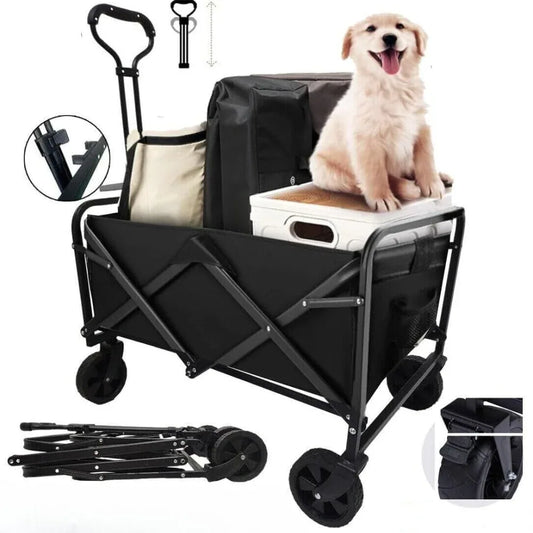 Heavy-Duty Foldable Garden Trolley Cart with 5 Inch Rubber Wheels - Shello's Creative Boutique