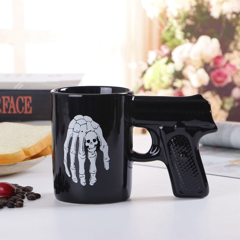 Pirate Pistol Cup Creative Skull Ceramic Water Cup Gun Handle Mug 3D Modeling Coffee Cup eprolo
