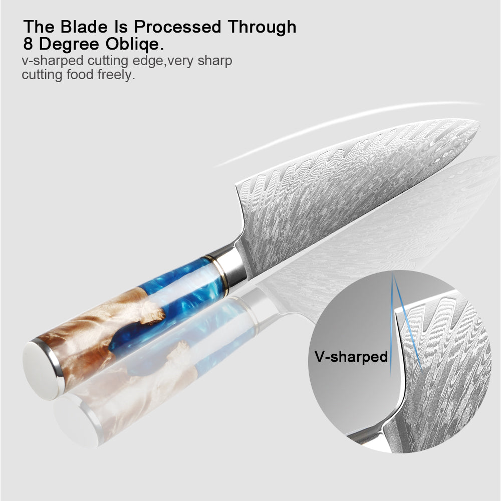 XITUO Kitchen Knives-Set Damascus Steel VG10 Chef Knife Cleaver Paring Bread Knife Blue Resin and Color Wood Handle Cooking Tool eprolo