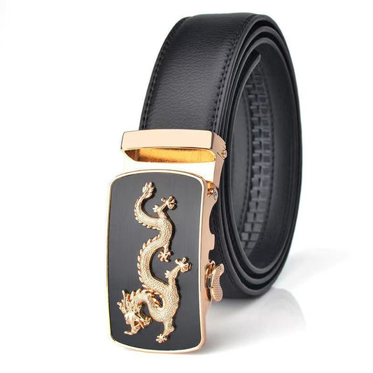 Men Automatic Buckle Belts New Fashion Brand Designer Dragon Leather Belts for Business Men Luxury Black Strap Waistband eprolo