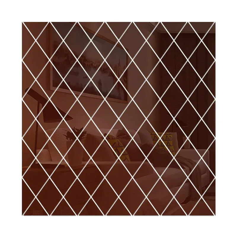 3D Mirror Wall Sticker DIY Diamonds & Triangles – Modern Acrylic Wall Décor - Shello's Creative Boutique
