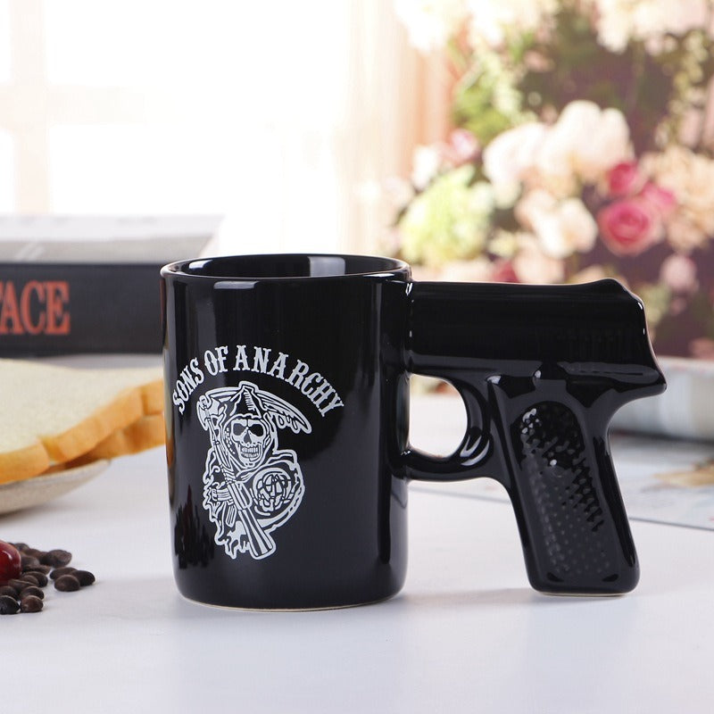 Pirate Pistol Cup Creative Skull Ceramic Water Cup Gun Handle Mug 3D Modeling Coffee Cup eprolo