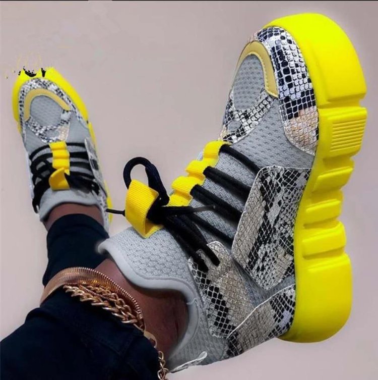 Women's Lace-Up Casual Shoes - Flat Bottom Trainers - Shello's Creative Boutique