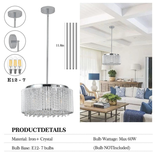 Modern Crystal Chandelier for Living Room – Luxury Round Crystal Lamp - Shello's Creative Boutique