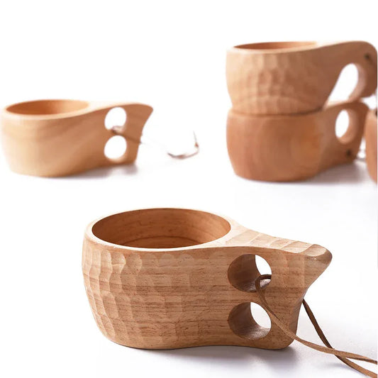 Nordic Cup Rubber Wood Coffee Cup Creative Tea Cup Wood Water Cup Handy Cup Wood Cup - Shello's Creative Boutique