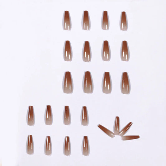 Ice Transparent Color Coffee Long Ballet Wear Manicure Finished Fake Nail Manicure Patch Nail Patch Removable Nail - Shello's Creative Boutique