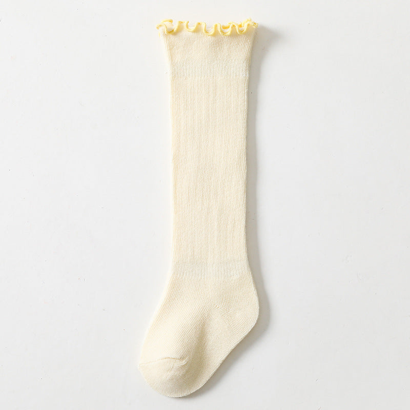 Spring And Summer Children's Socks In The Tube Loose Mouth Fungus Edge Combed Cotton Girls Baby Socks Long Tube Over The Knee Baby Socks eprolo