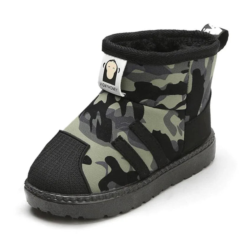 Kids Winter Snow Boots – Plush-Lined Martin Boots for Boys & Girls (Black & Red) - Shello's Creative Boutique
