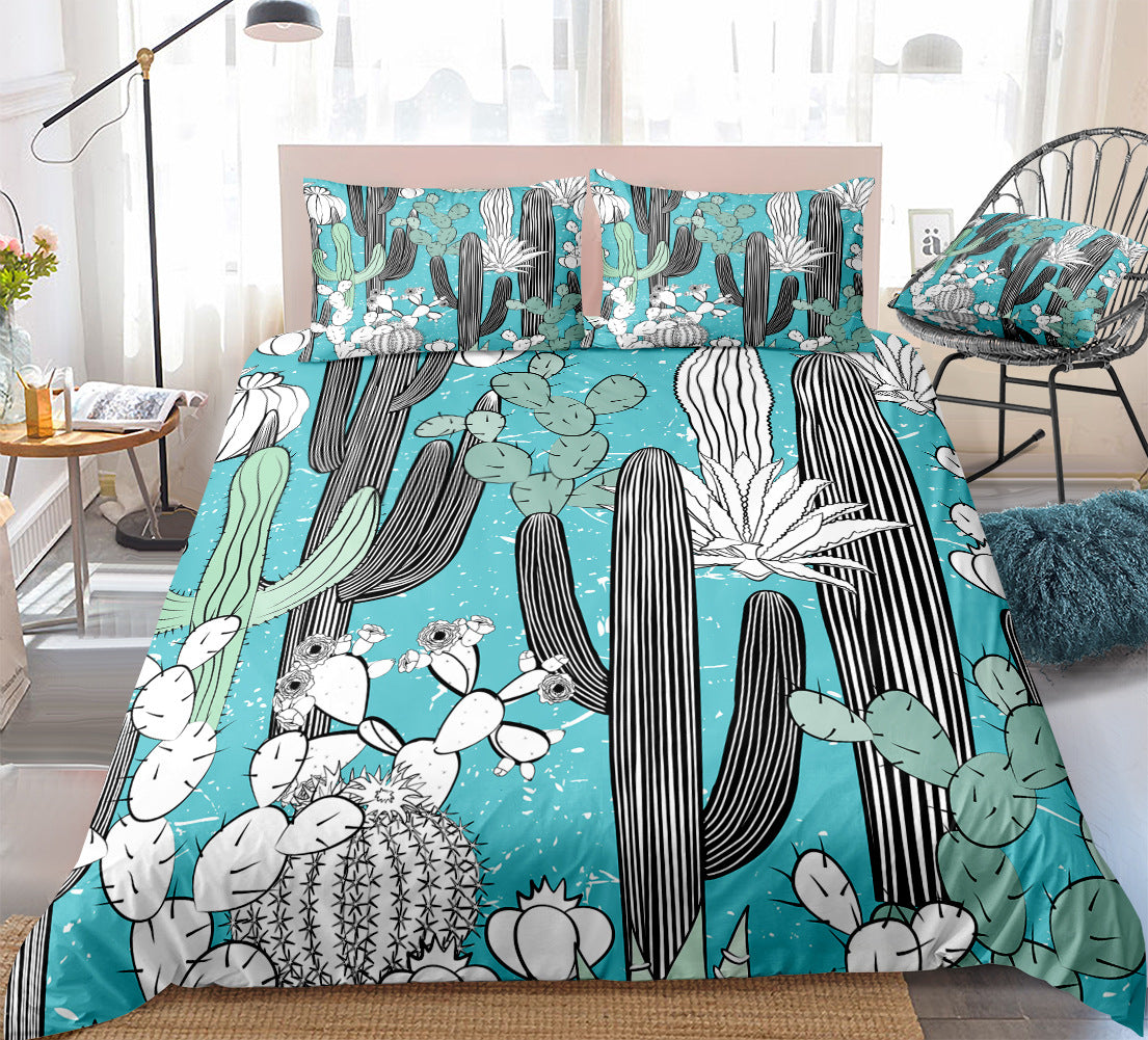 Home Textiles Bedroom Supplies Bed Sheets Pillowcases Cactus Succulent Three or Four Piece Sets eprolo