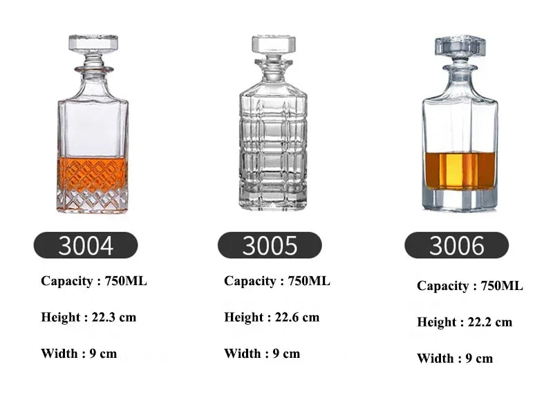 Crystal Glass Whiskey Decanter, Lead-Free, Luxury Barware, Wine Bottle, Home Party, 750ml eprolo