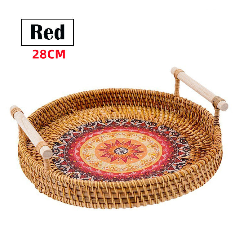 Vietnam Rattan Tray Bamboo Woven Fruit Tray Japanese Breakfast Bun Basket Snacks Bread Snacks Woven Basket Fruit Basket eprolo