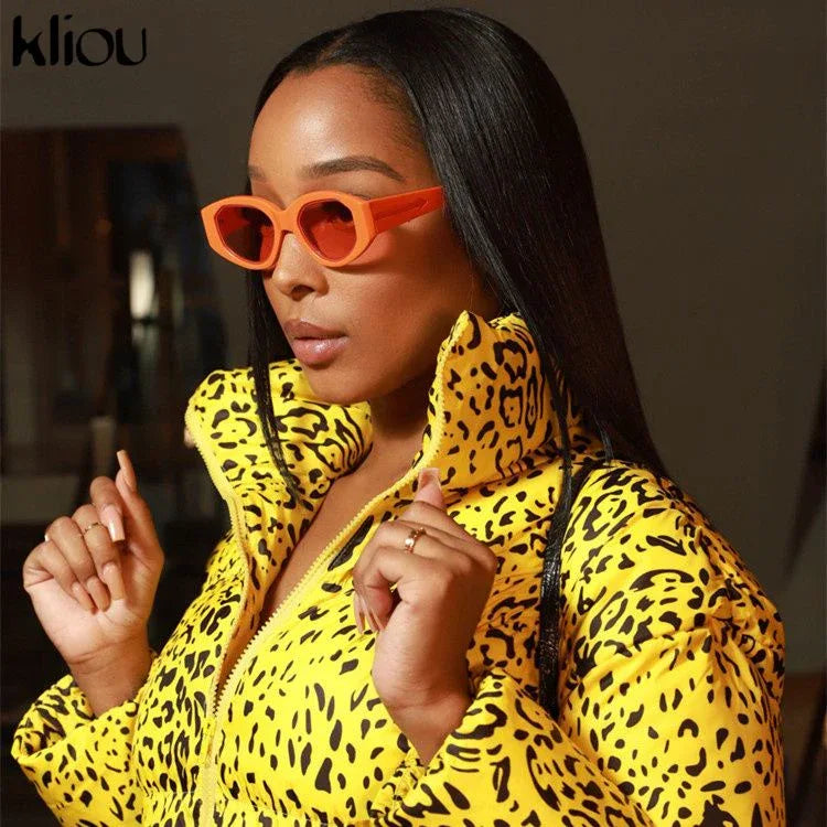 Pure Cotton Heavy Coat Women Autumn And Winter Warming Leopard Print Outwear Turtleneck Sheath High Wasit Street Wear - Shello's Creative Boutique