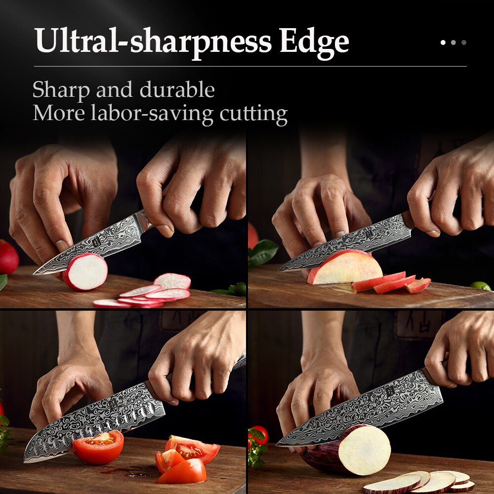 XINZUO 6 PCS Kitchen Knives Set VG10 Damascus Steel High Carbon Japanese Chef Santoku Utility Knife Cooking Set Pakkawood Handle eprolo
