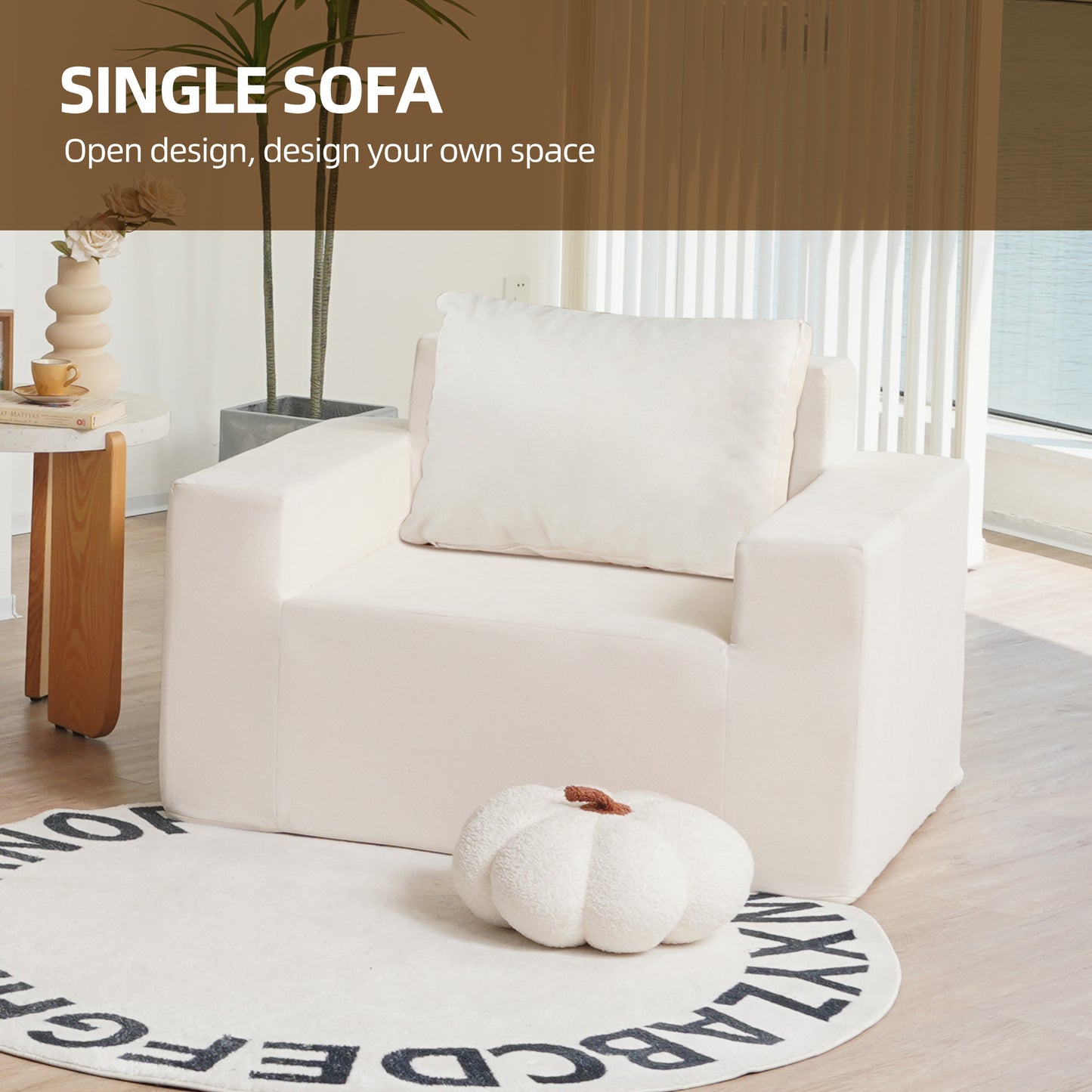 Sofa in a box Foam Sofa Couch with Pillow, Bean Bag Chairs for Adults Stuffed High-Density Foam eprolo