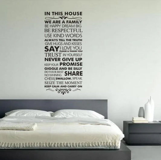 In this house Family Rules Home Decor Wall Decal Decorative Vinyl Wall Sticker Wall Art - Shello's Creative Boutique