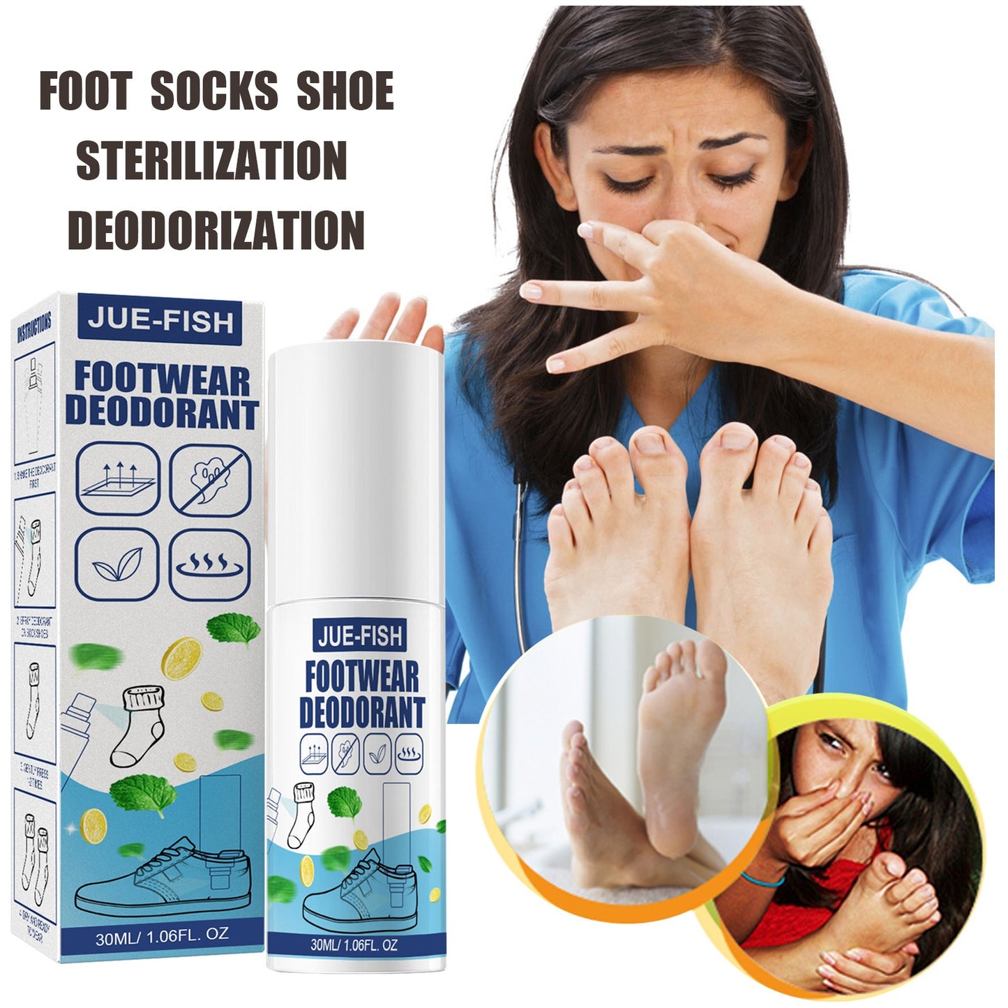 JUE-FISH shoe and sock deodorant shoe cabinet deodorant spray to remove sweat feet odor odor odor fast and lasting fragrance Shello Creative Boutique