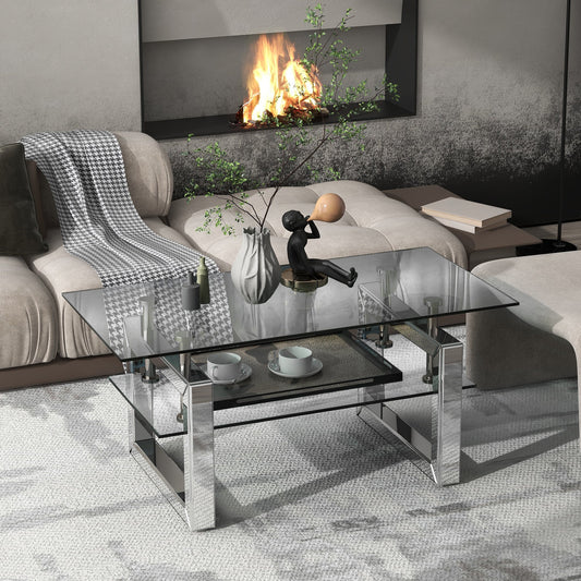W 39.4" X D 19.7 " X H 17.7" Transparent tempered glass coffee table coffee table eprolo