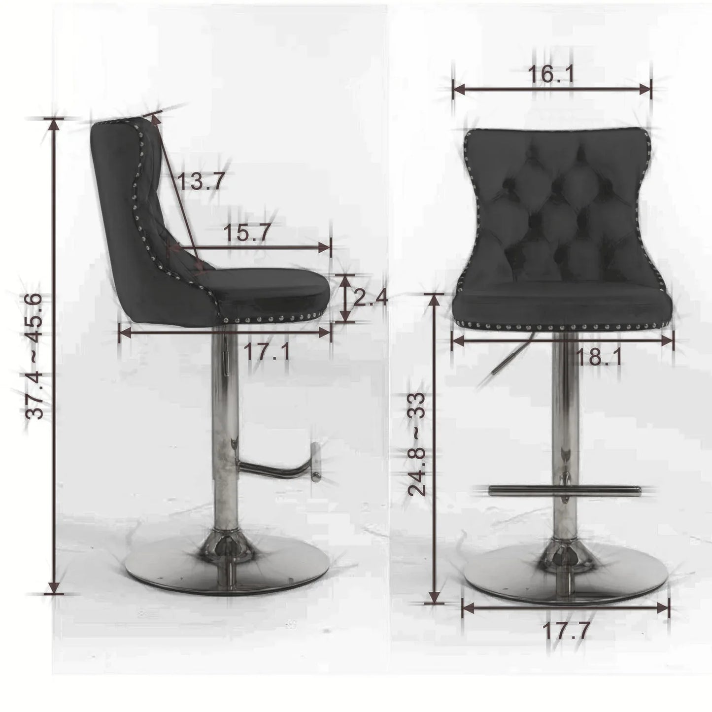 Modern Upholstered Bar Stools with Backs Comfortable Tufted -nSet of 2 - Shello's Creative Boutique