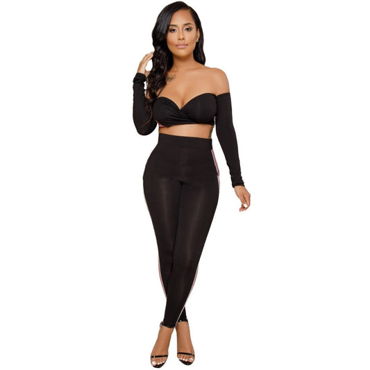Sexy two piece set Short tube tops Pencil Pants Plus size women tracksuit womens two piece sets Fashion outfits eprolo