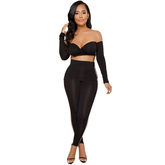 Sexy Two-Piece Set: Short Tube Tops and Pencil Pants Plus Size Women Tracksuit - Shello's Creative Boutique