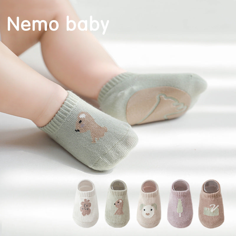 Spring And Summer New Baby Floor Socks Combed Cotton Non-Slip Indoor Cool Children Toddler Socks Cartoon Short Boat Socks eprolo