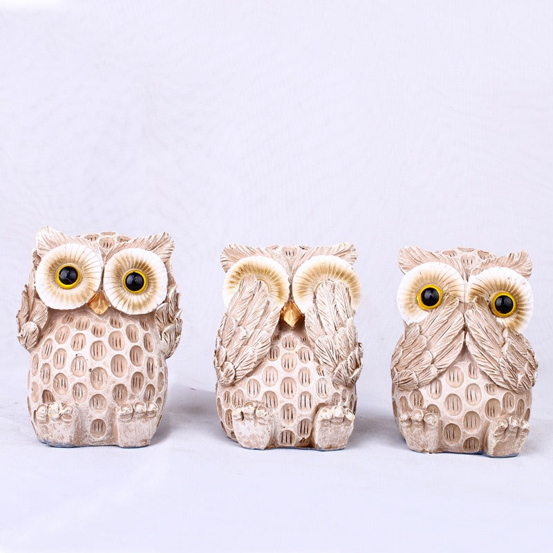 Charming European Owl Wine Cabinet Decoration - Elegant Resin Home Decor