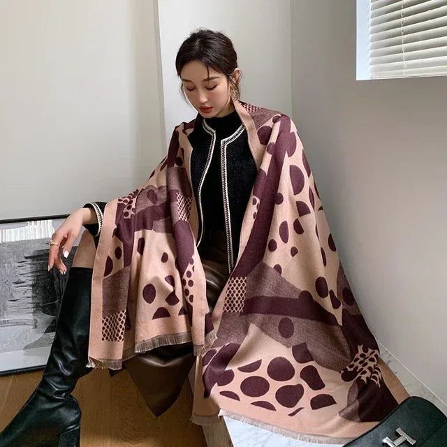 Luxury brand Winter Scarf Women Soft Cashmere Warm Pashmina Casual Dot Print Scarves Wrap Thick Long - Shello's Creative Boutique