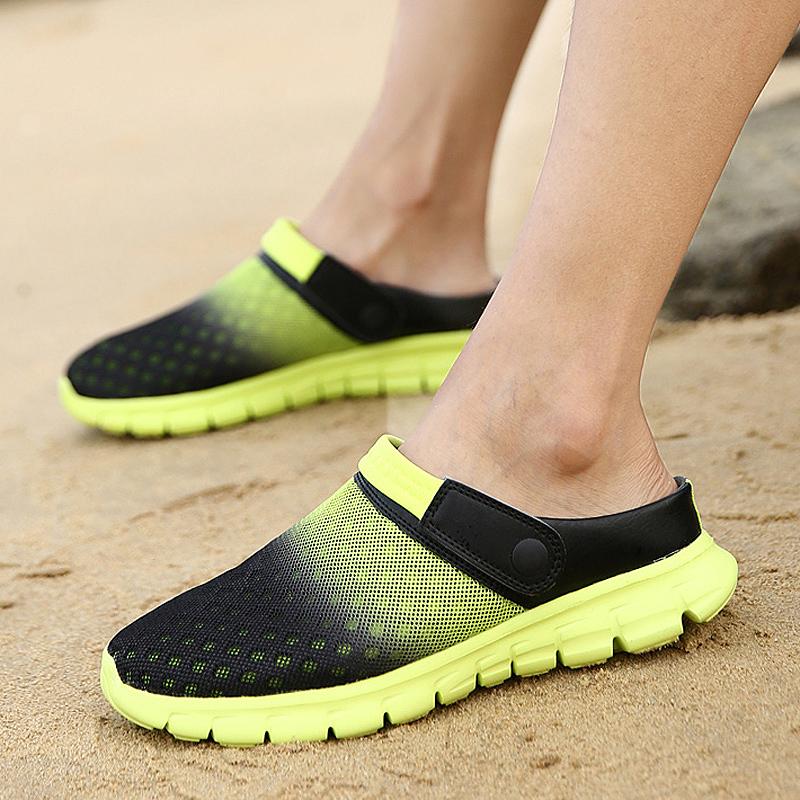 Summer Sandals Men Mesh Shoes Mules Clogs Breathable Beach Slippers Male Water Hollow Aqua Wading Chaussure Homme eprolo