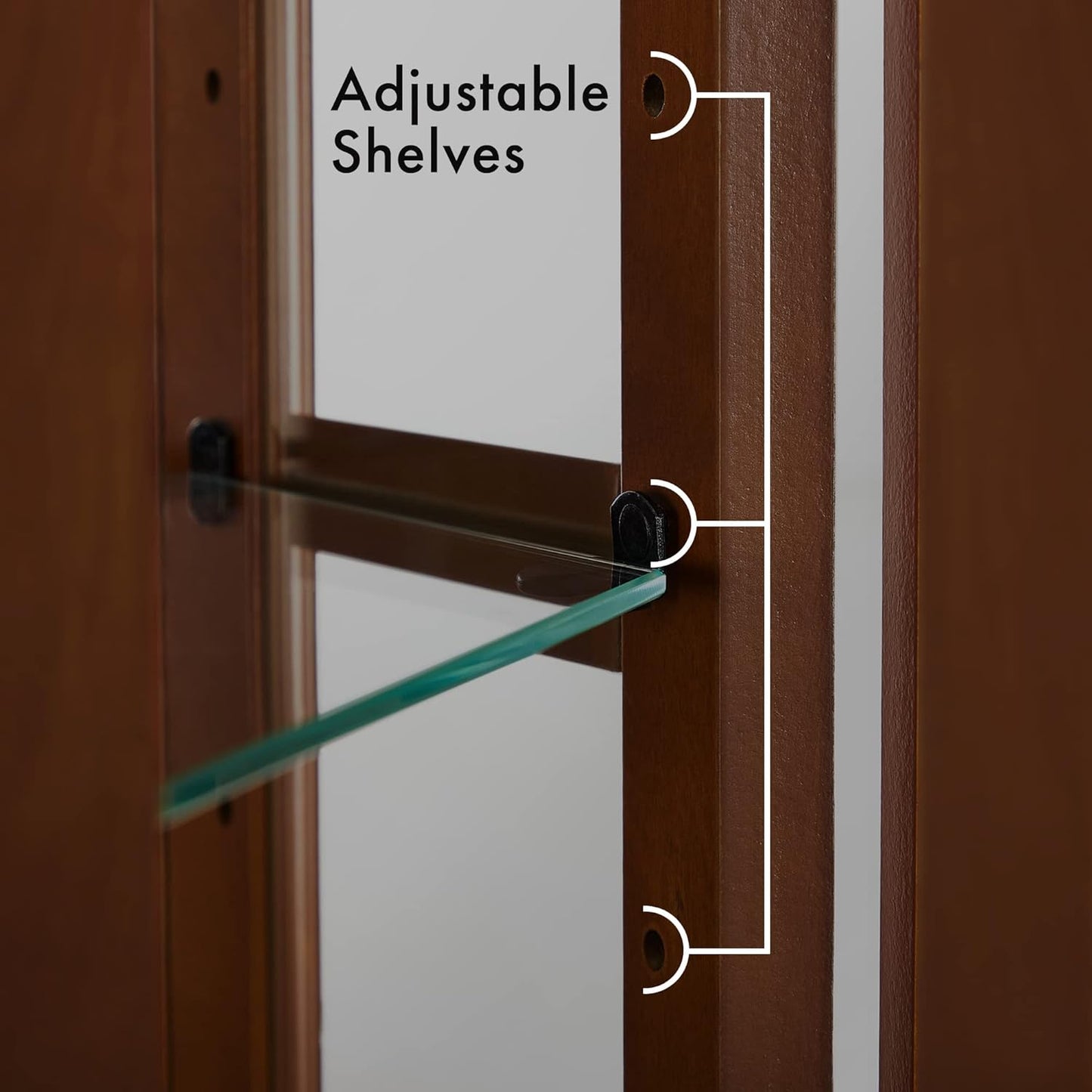 Luxury Corner Curio Cabinet with LED Lighting - 5-Shelf Display Cabinet in Walnut