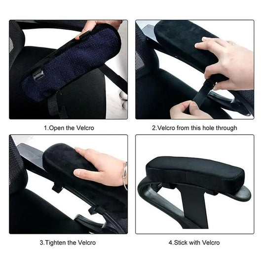 2PCS Black Single Office Chair Parts Arm Pad Office Chair Arm Covers Emovable Slow Rebound Memory Foam Armrest For Office Chairs eprolo