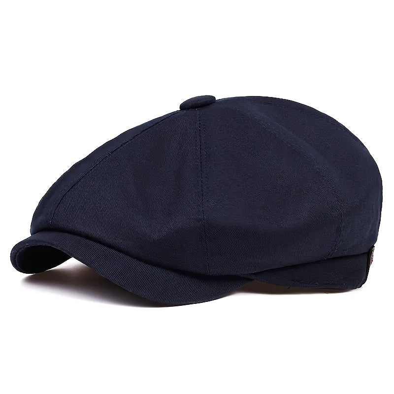 Men&Apos;S Retro Herringbone Flat Cap - Black Casual Beret with Vintage Style, Knitted Polyester, Perfect for Valentine&Apos;S Day, Everyday Headwear | Vintage Flat Cap | Knitted Texture Shello's Creative Boutique