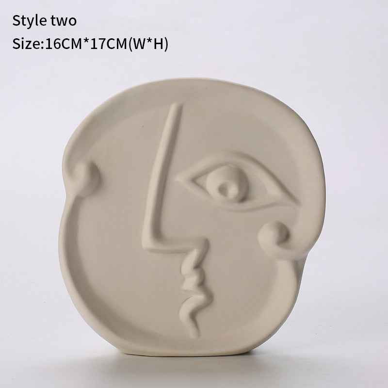 Scandinavian Minimalist Face Vase Creative Ceramic Dried Flower Art for Living Room Home Decoration