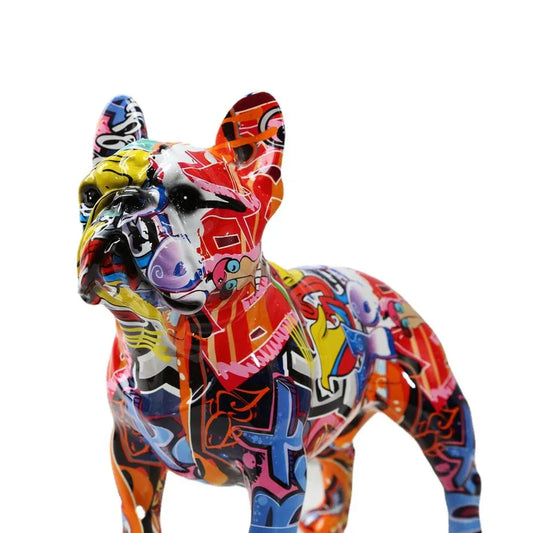 Colourful Bulldog Resin Crafts Decoration – Playful & Vibrant Home Accent - Shello's Creative Boutique
