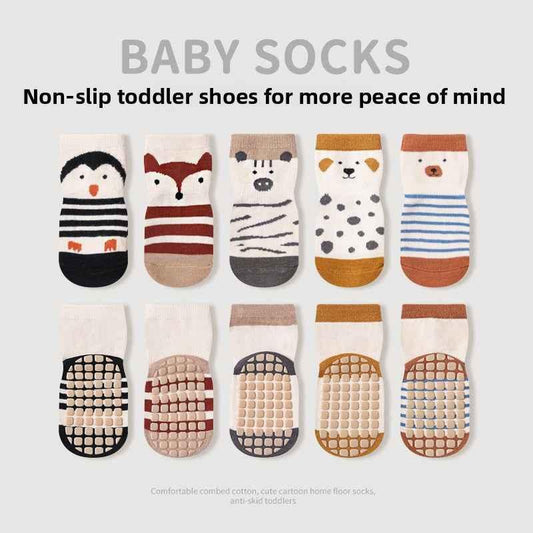 Baby Non-Slip Cotton Floor Socks - Breathable Grip Socks with Cartoon Designs - Shello's Creative Boutique