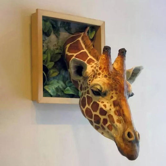 3D photo frame giraffe creative wall pendant simulation animal crafts living room decoration eprolo