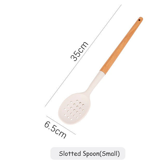Milky White Silicone Kitchen Set Non-Stick Silicone Kitchen Utensils Cooking Spatula 10-Piece Set With Storage Bucket eprolo