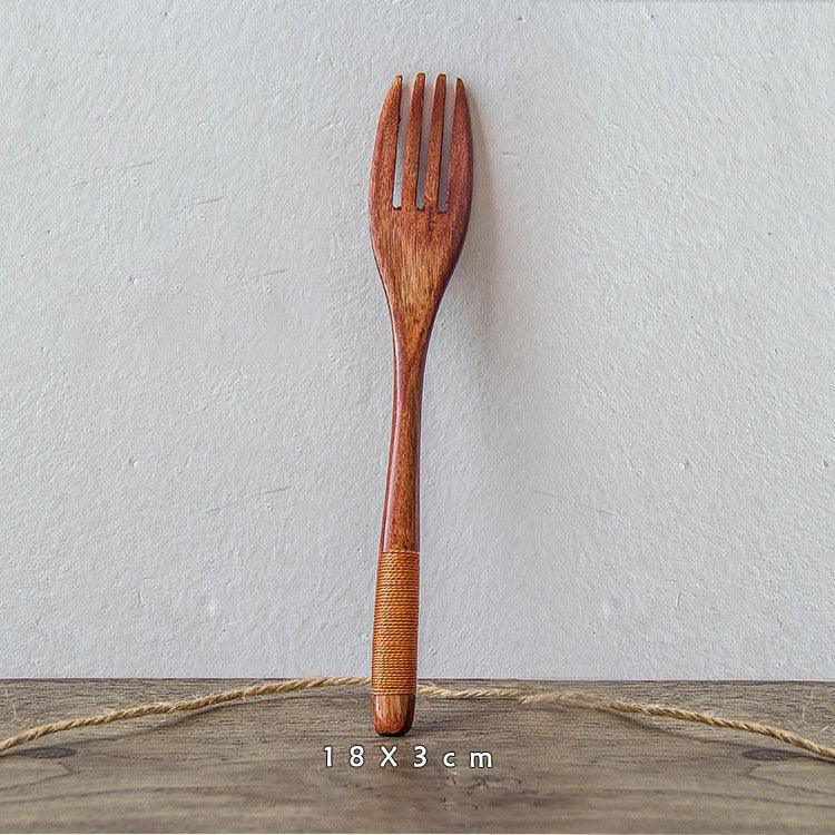 Japanese Nanmu Winding Spoon and Fork Set Wooden Coffee Stirring Spoon Wooden Spoon and Fork - Shello's Creative Boutique