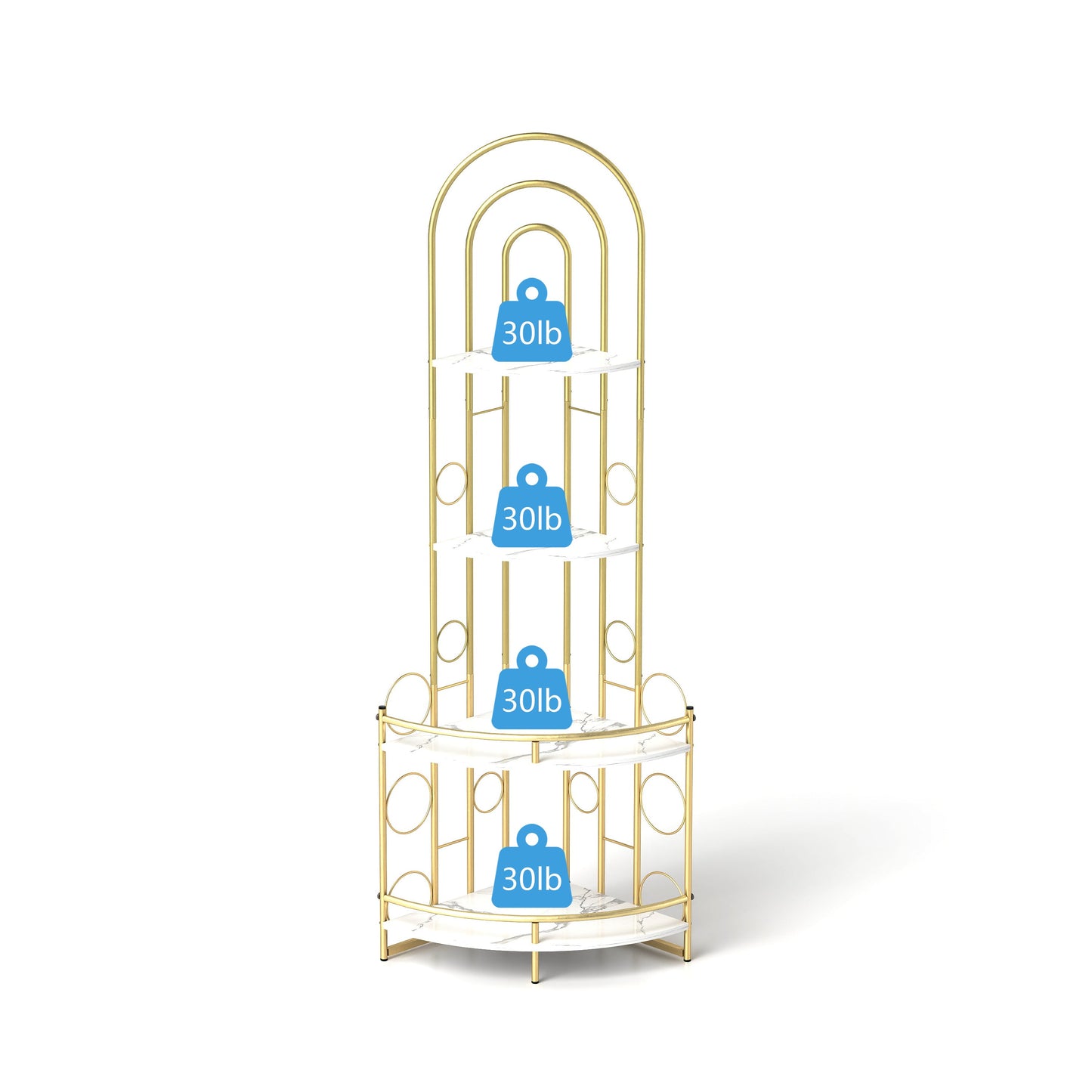 Gold 4-Tier Corner Bookshelf, Modern Style, Plant Stand with Metal Frame eprolo