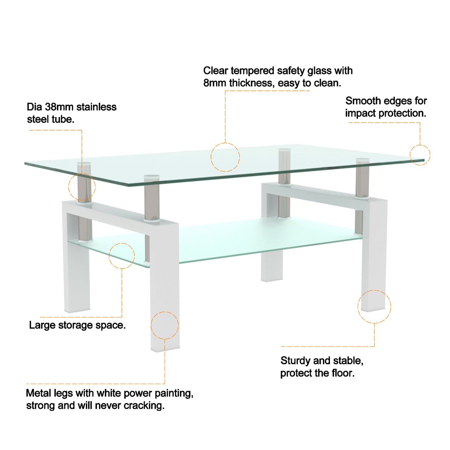 White Coffee Table Clear Coffee Table Modern Side Center Tables for Living Room Living Room Furniture eprolo