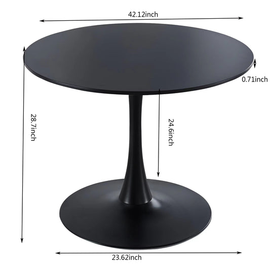 42" Black Tulip Dining Table | Mid-Century Round Pedestal Table