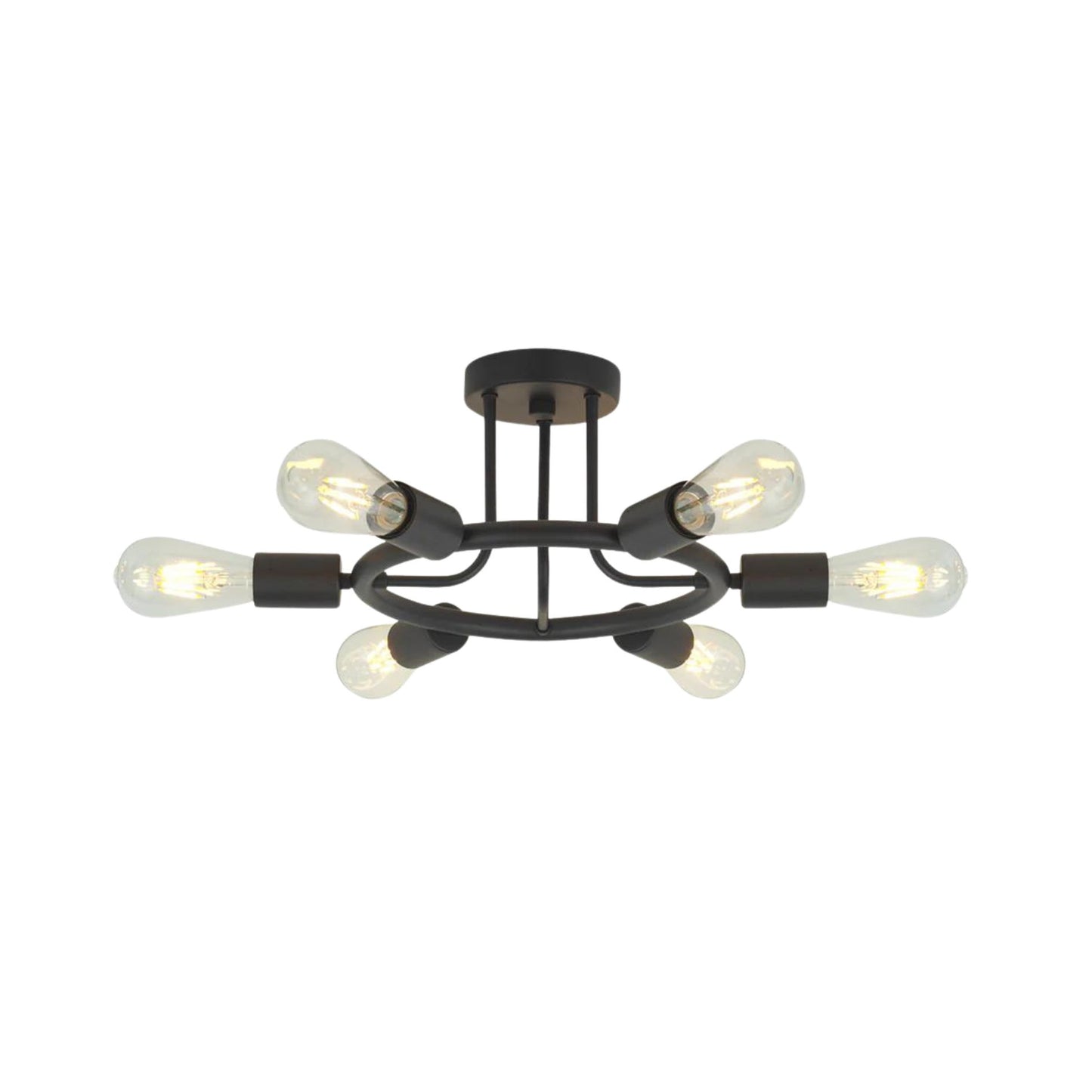 6 Light Modern Sputnik Lights Semi Flush Mount Ceiling Light Black Finished eprolo