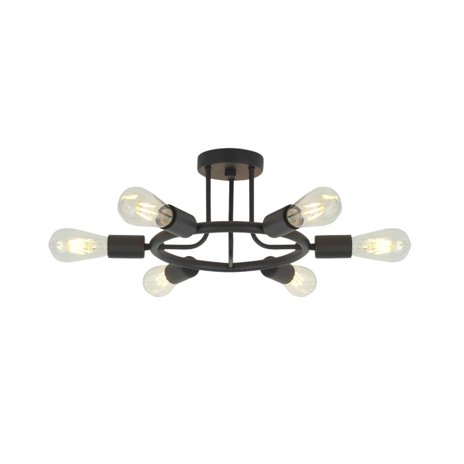 6 Light Modern Sputnik Lights Semi Flush Mount Ceiling Light Black Finished eprolo