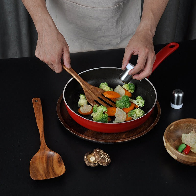 Teak 7-Piece Kitchenware Set Kitchen Utensils Shovel Pot Rice Spoon Set Leaky Spoon Egg Beater Kitchenware Set eprolo