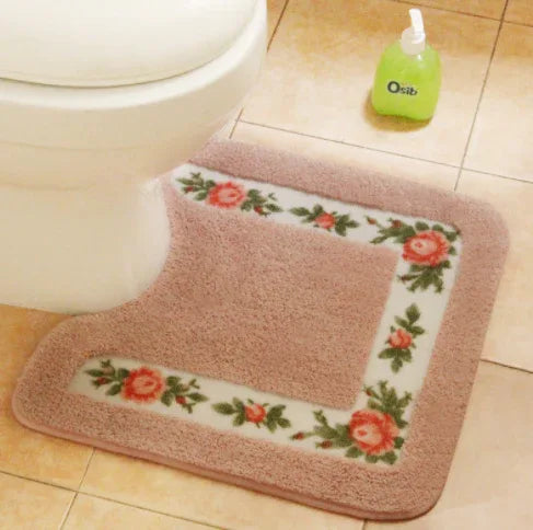 Shower Pad Mat Rug Bathroom Mats Set Coral Velvet Soft Toilet Carpet - Shello's Creative Boutique