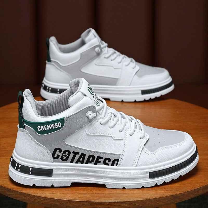 Men's Breathable High Top Shoes - Trendy Versatile White Sports and Leisure Board Shoes - Shello's Creative Boutique