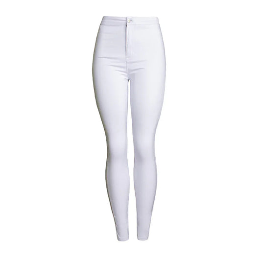 Women`s High Waist White Basic Fashion Stretch Skinny Denim Pants - Shello's Creative Boutique