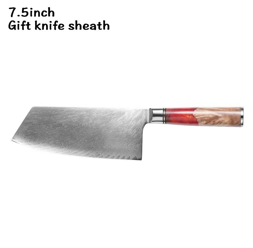 XUANFENG set of vg10 steel kitchen knife brocade machete chef knife bread knife blue resin and color wooden handle kitchen tools eprolo
