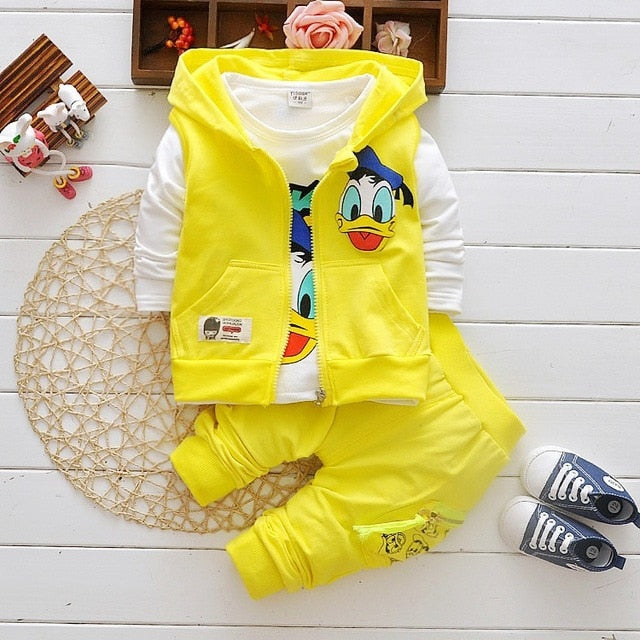 Boys Clothes Suits Cartoon Donald Duck Baby Kids Boys Outerwear Hoodie Jacket Baby Sport Boys Clothing Sets Suits eprolo